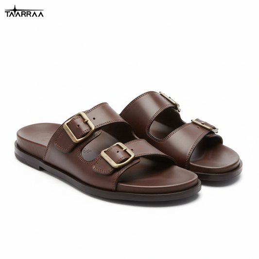 Brown Double-Strap Slides