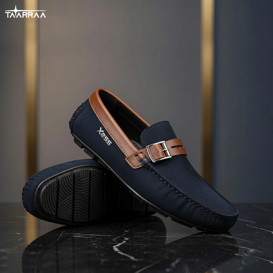 Navy Blue Suede Loafers